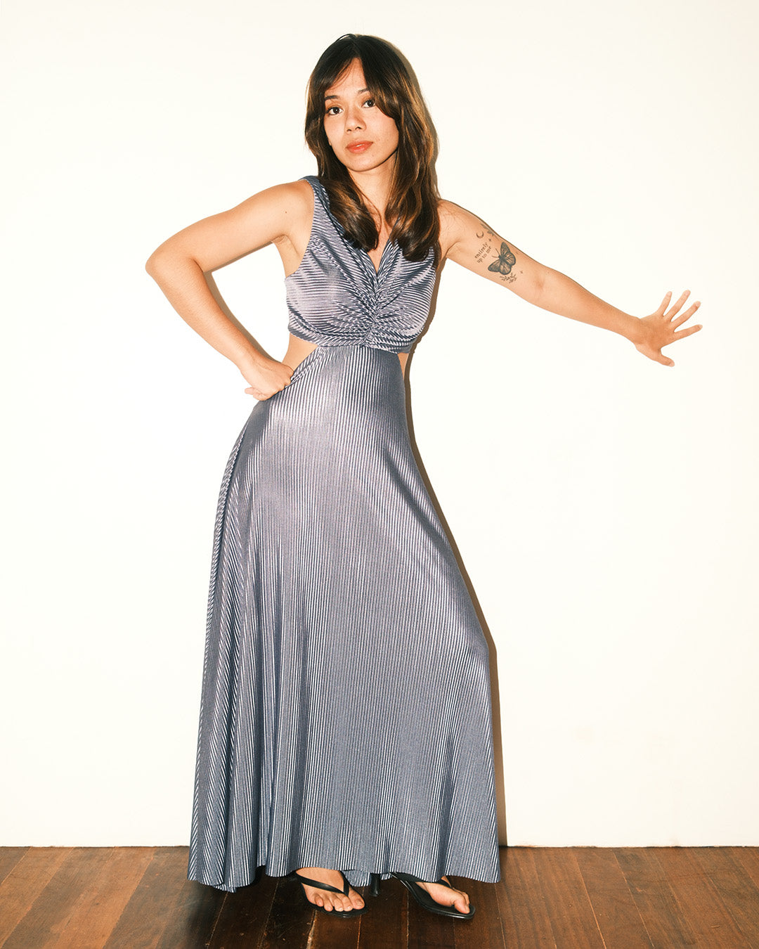 BROOKE Pleated Cut-Out dress