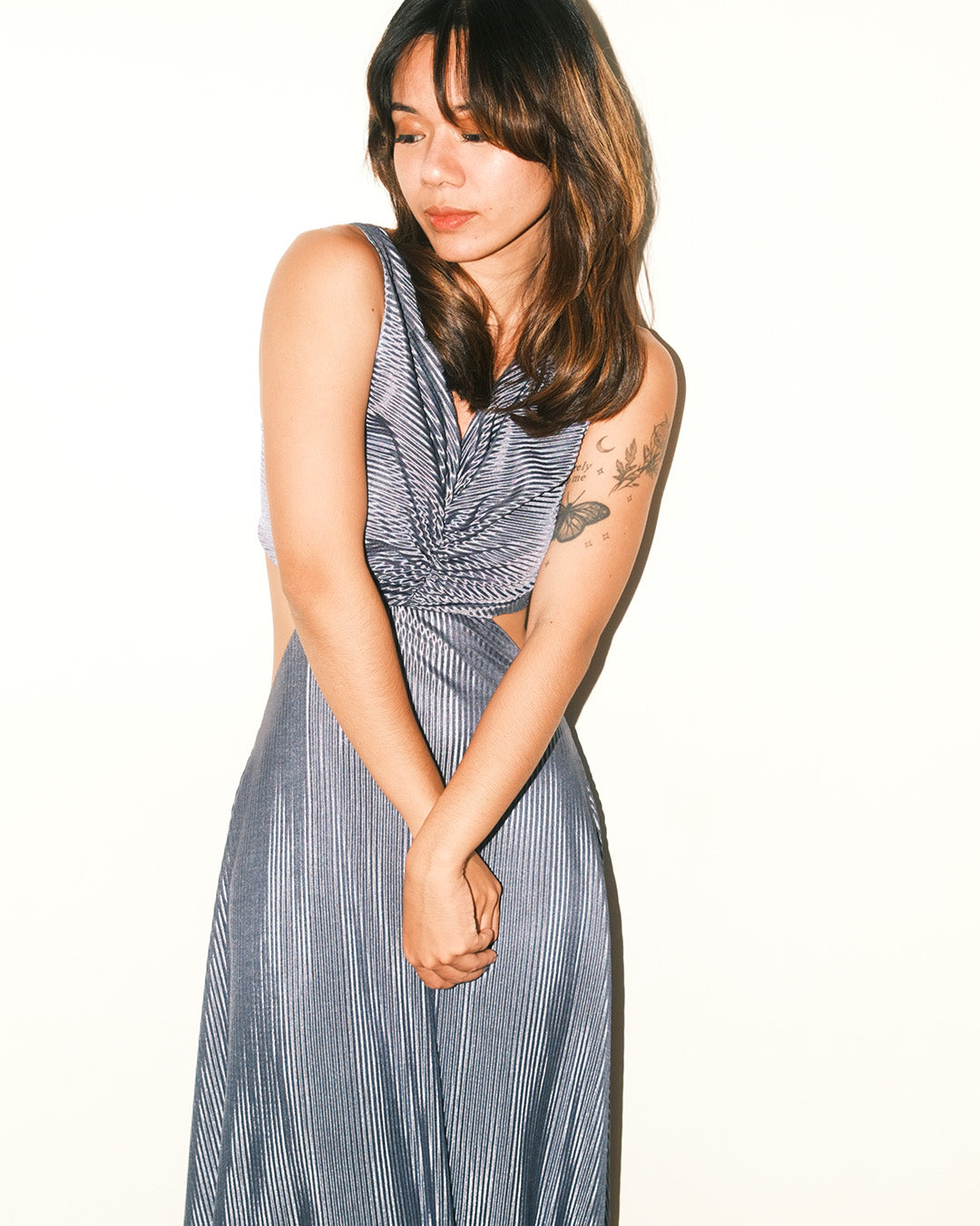 BROOKE Pleated Cut-Out dress