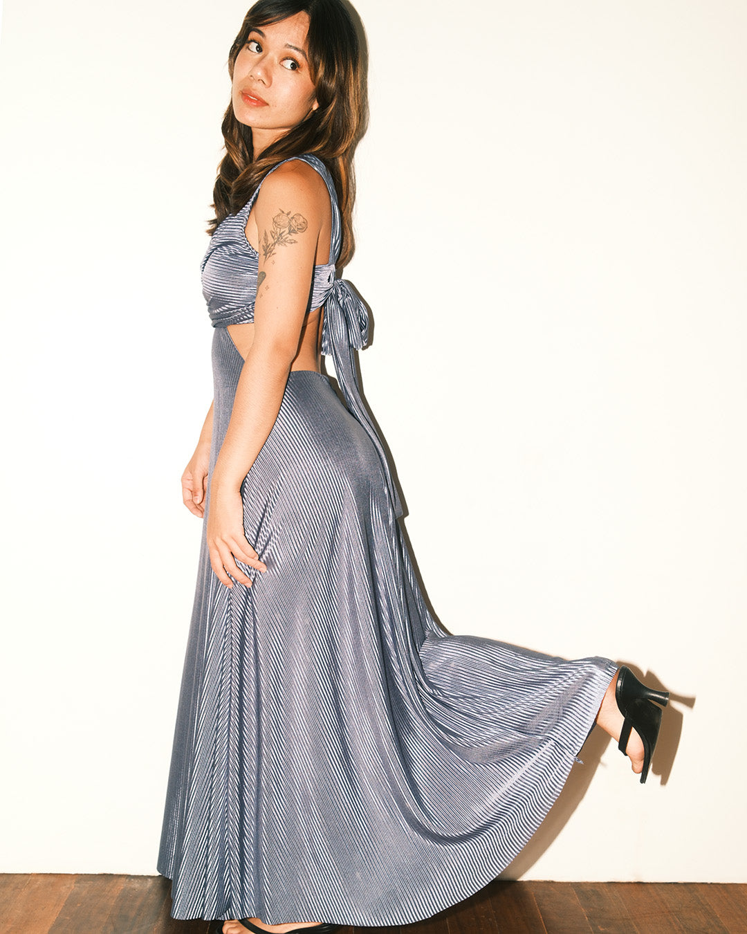 BROOKE Pleated Cut-Out dress