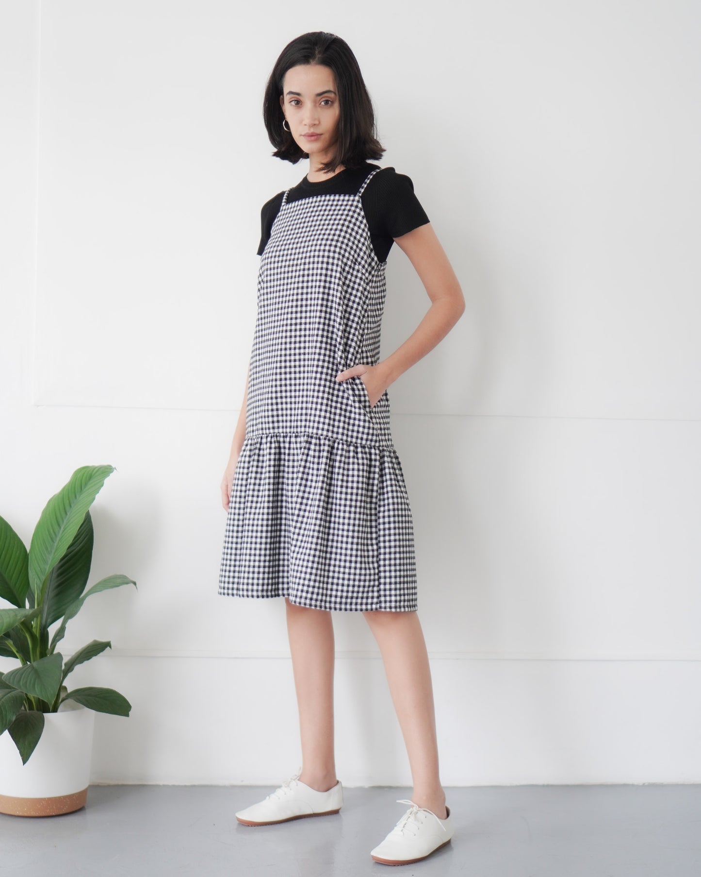 TATIANA Gingham Tie-Back Dress