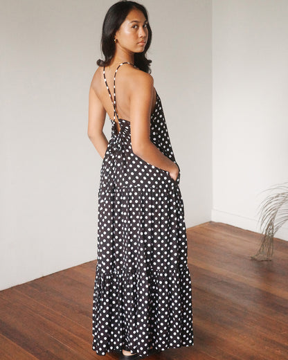 ISABELLA Tiered Polka Dot Maxi Dress (MTO)