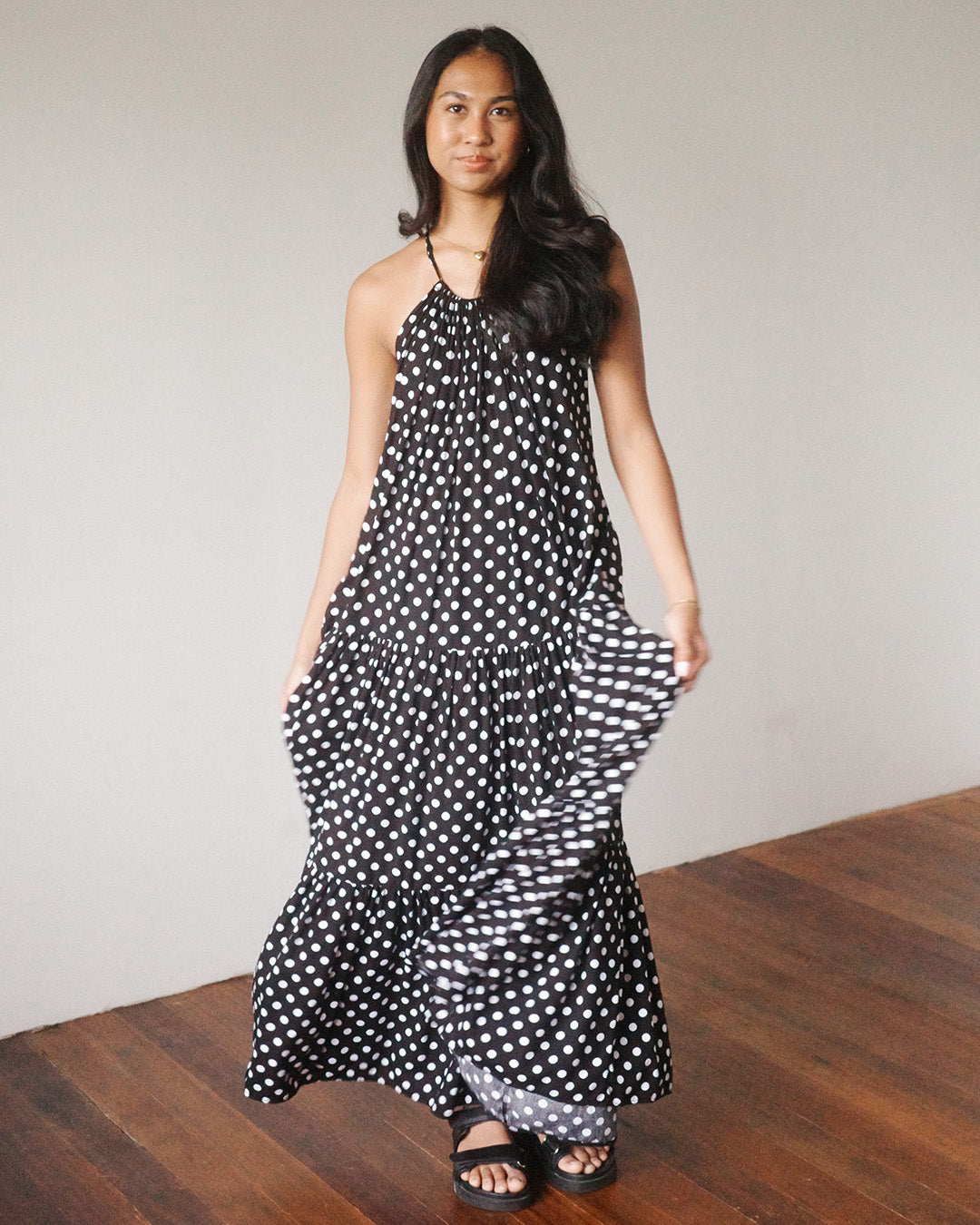 ISABELLA Tiered Polka Dot Maxi Dress (MTO)