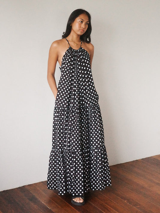 ISABELLA Tiered Polka Dot Maxi Dress (MTO)
