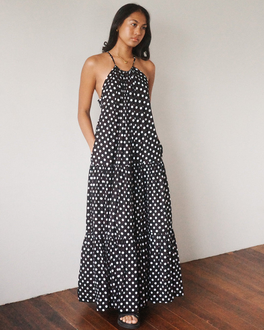 ISABELLA Tiered Polka Dot Maxi Dress (MTO)