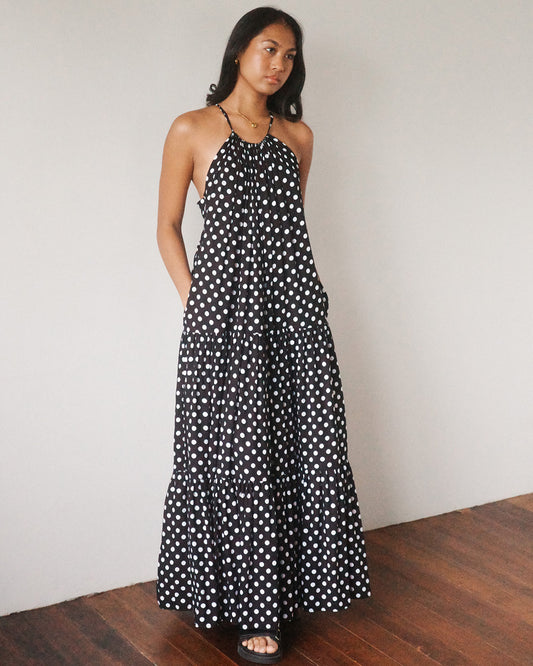 ISABELLA Tiered Polka Dot Maxi Dress (MTO)